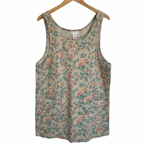 Jones New York Vintage 90s Floral Overall Dress size Large - Picture 1 of 7